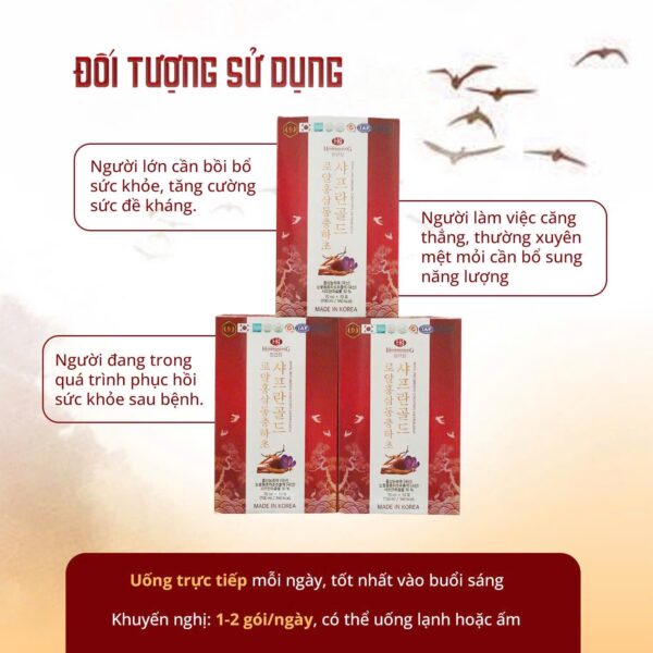 Nước hồng sâm hoàng gia đông trùng saffron gold 70ml Hộp 20 gói - Ảnh 3