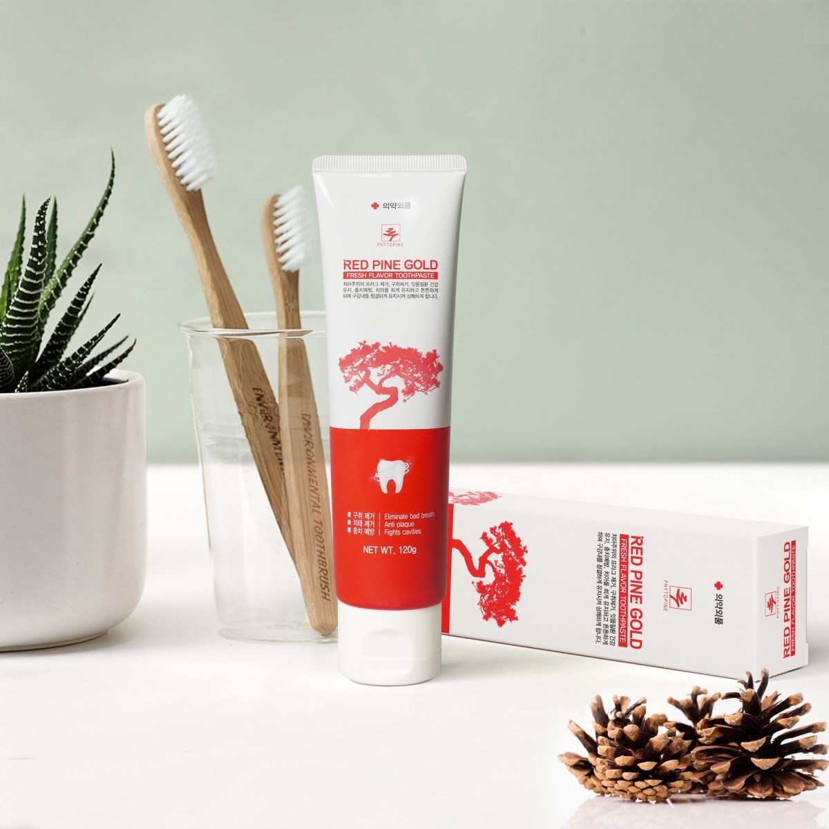 Kem đánh răng tinh dầu thông đỏ Chính hãng Hàn Quốc Red Pine Gold hộp đỏ