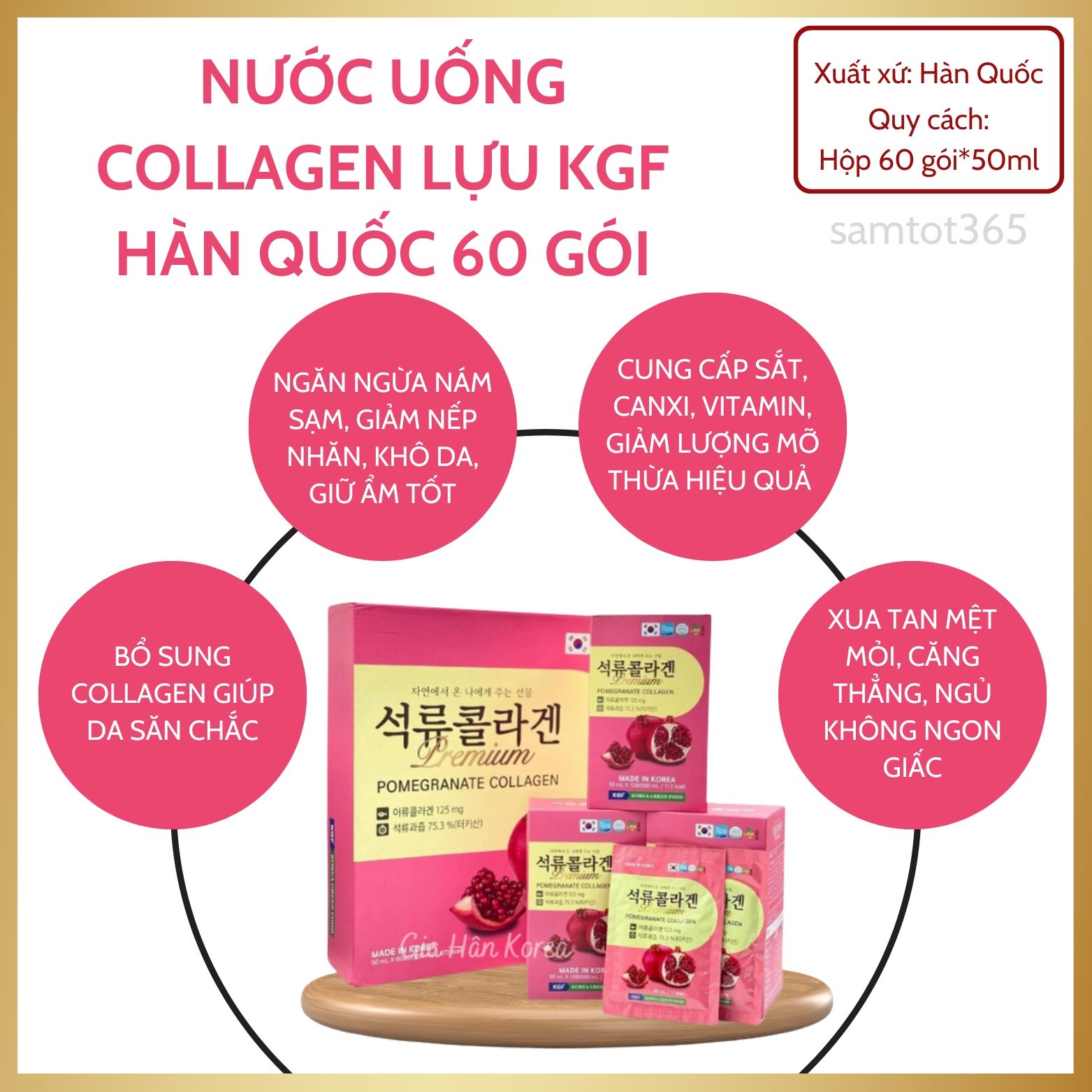 NƯỚC COLLAGEN LỰU HỘP 60 GÓI