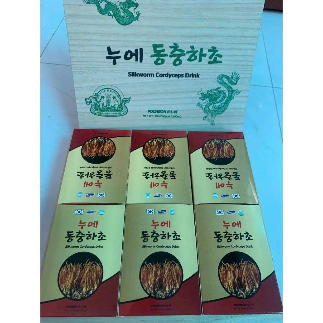 Nước Đông Trùng Hạ Thảo Pocheon Hộp Gỗ Trắng 60 gói * 30ml - Ảnh 6