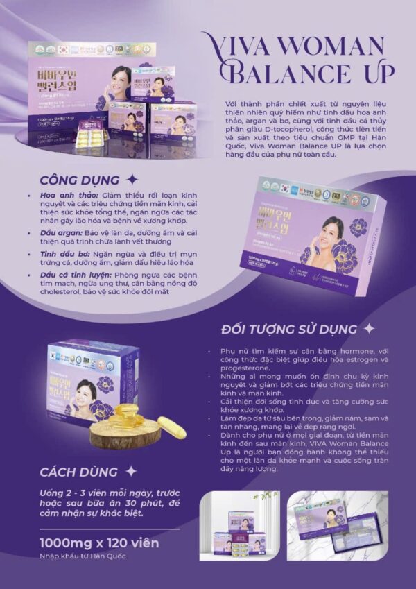 Thực phẩm chức năng Viên uống nội tiết tố nữ Viva Woman Balance Up của Hàn Quốc - Ảnh 4