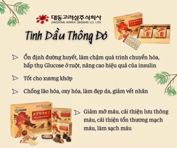 TINH DẦU THÔNG ĐỎ HOÀNG GIA HÀN QUỐC - ĐƯỜNG HUYẾT ỔN ĐỊNH, SỐNG KHỎE SỐNG VUI - Ảnh 3