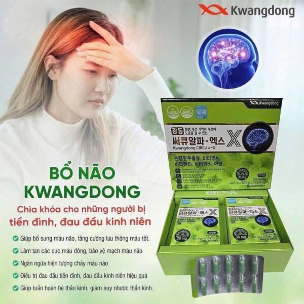 Bổ Não Lá Ngân Hạnh Kwangdong Circu Α-X Hộp 120 Viên Hàn Quốc - Ảnh 5