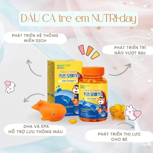 KẸO DẦU CÁ OMEGA 3 Nutriday Kids cho trẻ từ 1 tuổi - Ảnh 4
