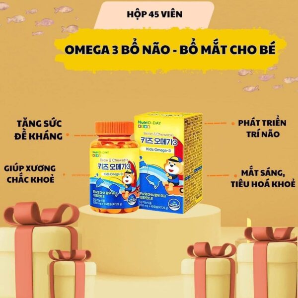 KẸO DẦU CÁ OMEGA 3 Nutriday Kids cho trẻ từ 1 tuổi