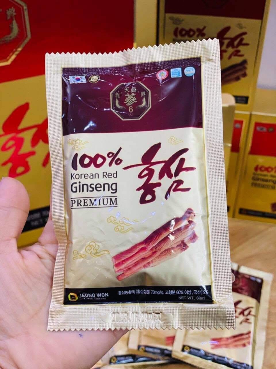Nước Hồng Sâm 6 năm tuổi nguyên chất 100% JEONG WON Hàn Quốc hộp 30 gói * 80ml - Ảnh 3