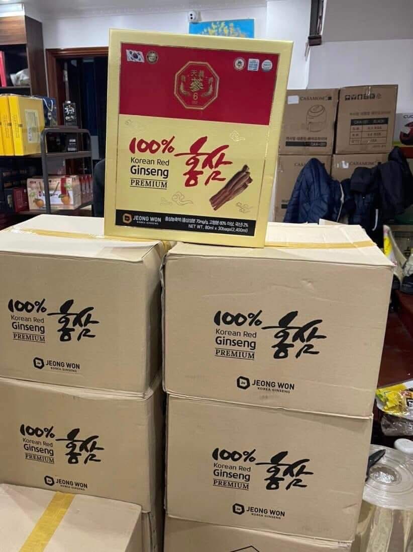 Nước Hồng Sâm 6 năm tuổi nguyên chất 100% JEONG WON Hàn Quốc hộp 30 gói * 80ml - Ảnh 2