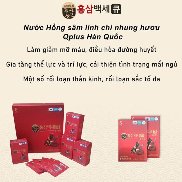 Nước Hồng Sâm Nhung Hươu Linh Chi Gold Q Hàn Quốc Hộp Đỏ 30 Gói x 50ml - Ảnh 3