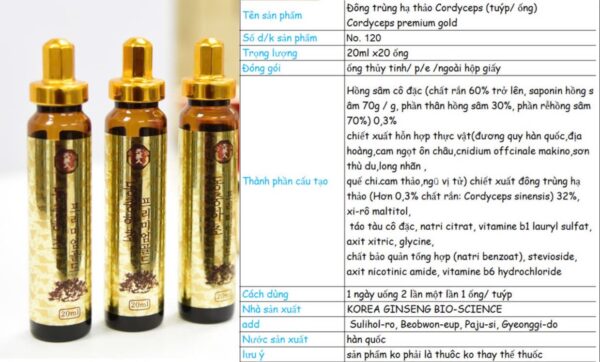 Đông trùng hạ thảo dạng 20 ống hộp vàng - Ảnh 3