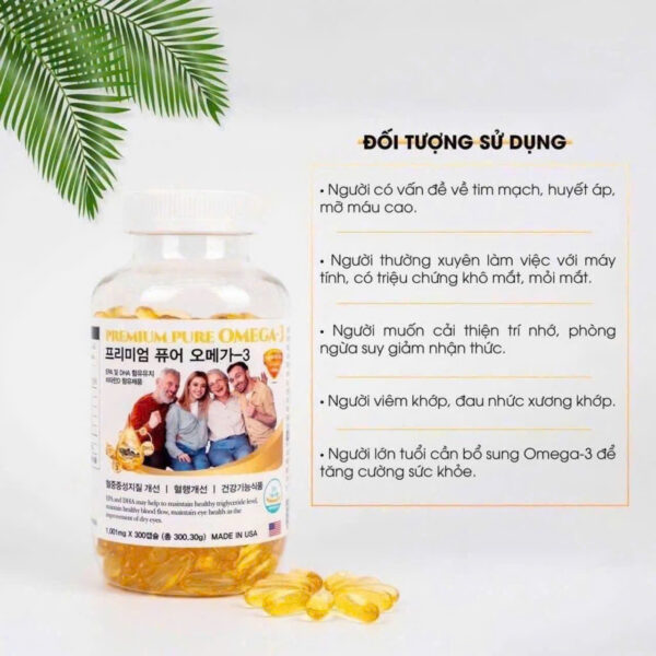 Viên Uống Dầu Cá Omega-3 Gia Đình Premium Pure 300 viên bổ sung EPA và DHA giúp khoẻ tim, sáng mắt, minh mẫn mỗi ngày - Ảnh 2