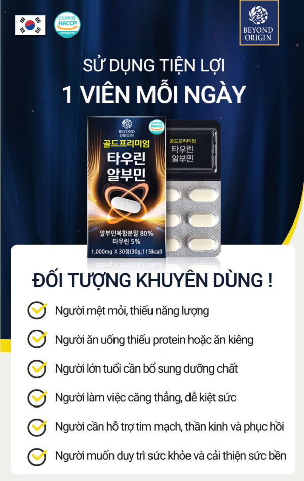[Beyond Origin] Viên Bổ Protein & Năng Lượng Gold Premium Taurine Albumin_SNHCA1053 - Ảnh 5